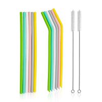 Duttek (12PACK)10" Silicone Straws for 30oz Tumblers Yeti/Rtic+2Pcs Brushes - Reusable Silicone Drinking Straws BPA Free with Cleaning Brushes - Extra Long