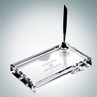 Personalized Crystal Heart Silver Pen Set