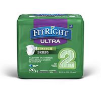 FitRight Stretch Ultra Adult Briefs, Disposable Incontinence Diapers with Tabs, Heavy Absorbency, LG/XL/2XL 51"-70", 4 Packs of 20 (80 Total)