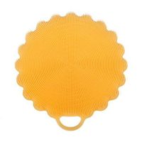 Amiley Antibacterial Silicone Dish Scrubber Dishwashing Cleaning Brush Carnationy Fruit and Vegetable Washer Heat Insulation Pad For Kitchen Wash Pot Pan Dish Bowl (Orange)