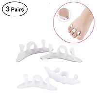 VIEEL 3 Pairs Gel Toe Separator, Gel Bunion Corrector Toe Straighteners Flexible Gel Toe Corrector for Dancers, Yogis, Athletes, Claw Toes, Crooked Toes for Men or Women (White)
