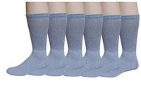 Differenttouch 6 Pairs Men's Loose Fit Top Diabetic Diabetes Crew Socks (13-15, Grey)