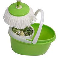 360°Rotating Head Easy Magic Floor Mop Bucket w/ 2 Spinning Microfiber Heads