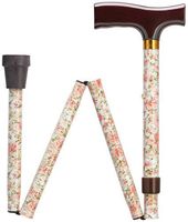Adjustable Fritz Cane Metallic Flowers , Brown Solid Wood Handle -Affordable Gift! Item #DHAR-9052515