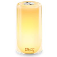 Wake-Up Light Alarm Clock- Sunrise Simulation Digital LED Clock with 5 Natural Sounds & Snooze Function for Heavy Sleepers - Touch Control Dimmable Bedside Lamp, 7 Colors Night Light for Bedrooms