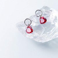 1set Elegant Fashion Women Stud Earrings Accessories Silver Earring Red Heart Shape Jewerly Fine Womens Cheap Novelty Pendant Girls Prom Bangle Comfortable