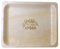 Perfect Stix 10" Disposable Wooden Plates with Thanksgiving Theme Print"Gobble Til You Wobble"- Pack of 25ct, Gobble Plates