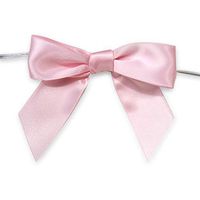 Pre-Tied Satin Bows, 7/8-Inch, 12-Piece (Pink)