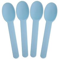 [25 Count] Light Blue Heavy Duty Plastic Spoons - Disposable Frozen Yogurt Ice Cream Spoons - Frozen Dessert Supplies