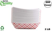 200ct Heavy Duty Disposable Paper Food Tray (2 LB) - Red Check Food Tray, USA MADE, Recyclable, Biodegradable, Compostable, Great for Picnics, Carnivals, Party, Camping, BBQ, Restaurants, Fries