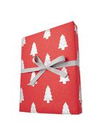 Luxury Cotton Gift WRAP: RED & Silver Sparkle Trees (Set of 2 Rolls)