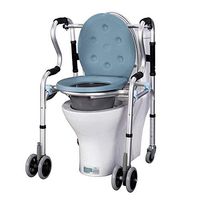 Commode Chair,Commode Mobile Chair Toilet Chair with Wheeled Seat Wheelchair Shower Transport Chair Foldable Mobile Chair,for Pregnant, Elderly & Disabled