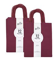 Gift Expressions 24CT Medium Burgundy Biodegradable, Food Safe Ink & Paper, Premium Quality Paper (Sturdy & Thicker), Kraft Bag with Colored Sturdy Handles (Medium, Burgundy)