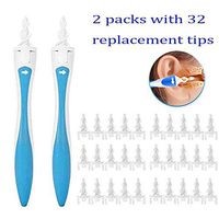 Ear Wax Removal Kit Earwax Cleaner Smart Ear Swab Tool Soft Safe Safe Spiral Silicone Cleaner Earplug Ear Pick Tool Ear Care with 32 Replacement Tips (2PCS)