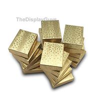 TheDisplayGuys 100-Pack #10 Cotton Filled Cardboard Paper Jewelry Box Gift Case - Gold Foil (1 15/16" x 1 1/4" x 11/16") (Renewed)