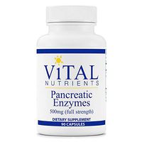 Vital Nutrients - Pancreatic Enzymes 500 mg Supplement (Full Strength) - Supports Healthy Digestion of Proteins, Fats, and Carbohydrates - Suitable for Men and Women - 90 Capsules per Bottle
