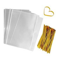 Cellophane Bags 200 PCS Clear Flat Cello Treat Bags Party Favor Bag for Gift Bakery Cookies Candies with 200 Twist Ties (5x7 Inch)