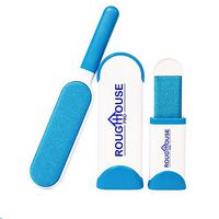 PET Fur Hair and LINT Remover Brush, Double Sided - with SELF Cleaning Base and Travel Size- Bonus- Grooming D-Shedding Massage Glove.