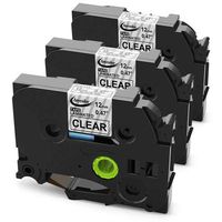 Anycolor Compatible TZe Label Tape TZe-131 Black on Clear Standard Laminated Label Tape Work with PT-D210 PT-H100 PTD400AD Label Maker, 1/2 Inch x 26.2ft (8m), 3-Pack