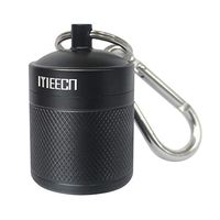 MEECN Keychain Pill Holder, Pill Box, Aluminum Waterproof Pill Container, Pill Organizer for Outdoor Travel Camping，Size: 1.6 x 1.6 x 2 in (Black)