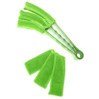 Venetian Blind Cleaner, wotu Triple Micro Fabric Slats Brushes Dry & Wet Cleaning with Removable Washable Sleeves Green
