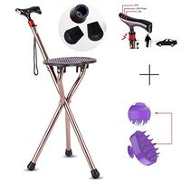 Rziioo Medical Folding Walking Stick with Seat Portable Travel Hiking Cane Chair Stool Eldely Care Aid
