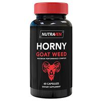 Nutraven Premium Horny Goat Weed with Added Ingredients for Male Performance and Testosterone Levels - 60 Capsules with Yohimbe, Gingko, Tongkat, Maca, Arginine, Tribulus, Ginseng, and Mucuna.