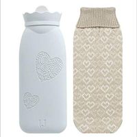 Cute Silicone Hot Water Bottle Warm Water Bag for Warm Palace and Hands,Mini Portable Hot Water Bottle for Students (Color : Gray, Size : L)