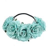 Women Girl Hawaiian Stretch Rose Flower Headband Floral Crown for Garland Party,Photo Props,Wedding Bridal Headpiece