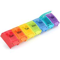 VitmdtX Colorful Pill Organizer, Weekly Push Button BPA Free Travel Case 7 Day Pill Box with Detachable Design for Pills, Vitamin, Fish Oil, Supplements