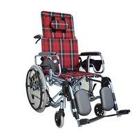 FXNN Transport Wheelchair Lie Flat Wheelchair - Aluminum Folding Manual Wheelchair Elderly Scooter Disabled Bicycle Brake Function Walker (Color : Red)
