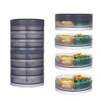Weekly Pill Organizer, KIGI Portable Pill Case Box with Extra Lid 4 Times 7 Day Moisture Proof Vitamin Storage Container Pill Dispenser Reminder with Label for Vacation(Gray 3.1 * 5.9Inch)