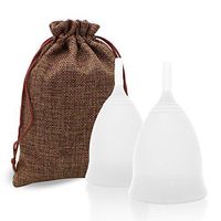 TIMKDLE Mendical Grade Silicone Menstrual Cup 2Set of Large and Small White Feminine Hygiene Period Cups with Carry Bag (2X Large)