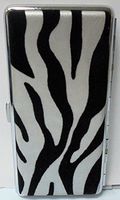 1 Eclipse Soft Faux Suede Leatherette Zebra Print Cigarette Case with Mirror, Fits 120's Cigarettes, Can Hold 14 Cigarettes