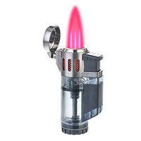 Torch Lighters, Jet Lighter Windproof Turbo Triple Flame Torch Lighters Butane Refillable Cigar Lighter with Fully Transparent Butane Window,Gadgets for Men
