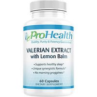 ProHealth Valerian Extract + Lemon Balm (60 capsules) 160 mg Valerian + 80 mg Lemon Balm | Relaxation & Sleep Support | No Morning Grogginess | Stress & Anxiety Relief | Vegan | Gluten Free | Soy Free