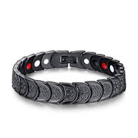 PINGMAI Fashion Jewelry Titanium Steel Magnet Bracelet Relieves Arthritis Pain 21.5cm×1.2cm Black