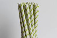 Lime Green Narrow Striped Paper Straws (50)