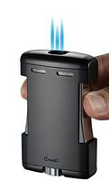 Visol Products Caseti Sparta Triple Jet Flame Cigar Table Lighter, Black Matte