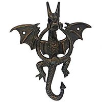 Design Toscano QH18636 Tintagel Castle Dragon Foundry Iron Door Knocker, Black