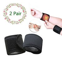 Magnetic Wrist Brace, Magnetic Therapy Wrist Support Wristband for Stress & Pain Relief Adjustable Protective Wrist Wraps Improve Blood Circulation 2 Pair