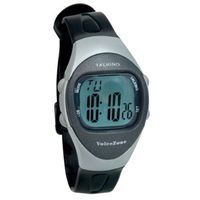 Ladies 4 Alarm Talking Watch Black Silver