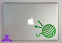Overly Attached Decals Knitting Needles and Yarn Specialty Vinyl Decal Sized to Fit A 15" Laptop - Green Metal Flake