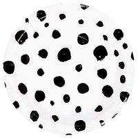 X&O Paper Goods TW13-19786 Black and White Polka Dot Decorative Disposable Paper, 8 ct. 8'' D, Dessert Plates