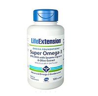 Life Extension Super Omega-3 EPA/DHA with Seasame Lignans and Olive Fruit Extract Softgels, 120 Count