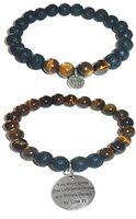 Aromatherapy Women's Tiger Eye & Black Lava Essential Oil Diffuser Beads Charm Stretch Bracelet Gift Set. (You were Given This Life Because You are Strong Enough to Live It)