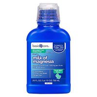 Basic Care Milk of Magnesia, Fresh Mint flavor, Liquid Saline Laxative for Constipation Relief, 26 Fluid Ounces