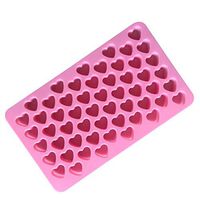 Heyu-Lotusd 1 Pc 55 Holes Small Lovely Heart Mold Silicone 3D Lovely Cute Heart Fondant Mold Ice Cream Cake Chocolate Craft Cake Decorating Tools Silicone Ice (None Pink)