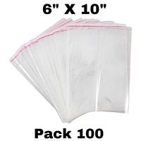 6" x 10" (Pack of 100) Clear Poly cellophane Bags resealable Bags Packing Bags Storage Bag self Adhesive Bag Plastic Transparent Bag for Jewelry,Gift Card,Beads,Candy AHPP006