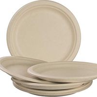 Biodegradable, Plant-Based, Tree Free, Disposable 9 Inch Plates 50 Pack. Sturdy, Gluten Free Wheatstraw Fiber is Certified Compostable, Eco-Friendly, Microwavable and Safe for Hot and Cold Foods